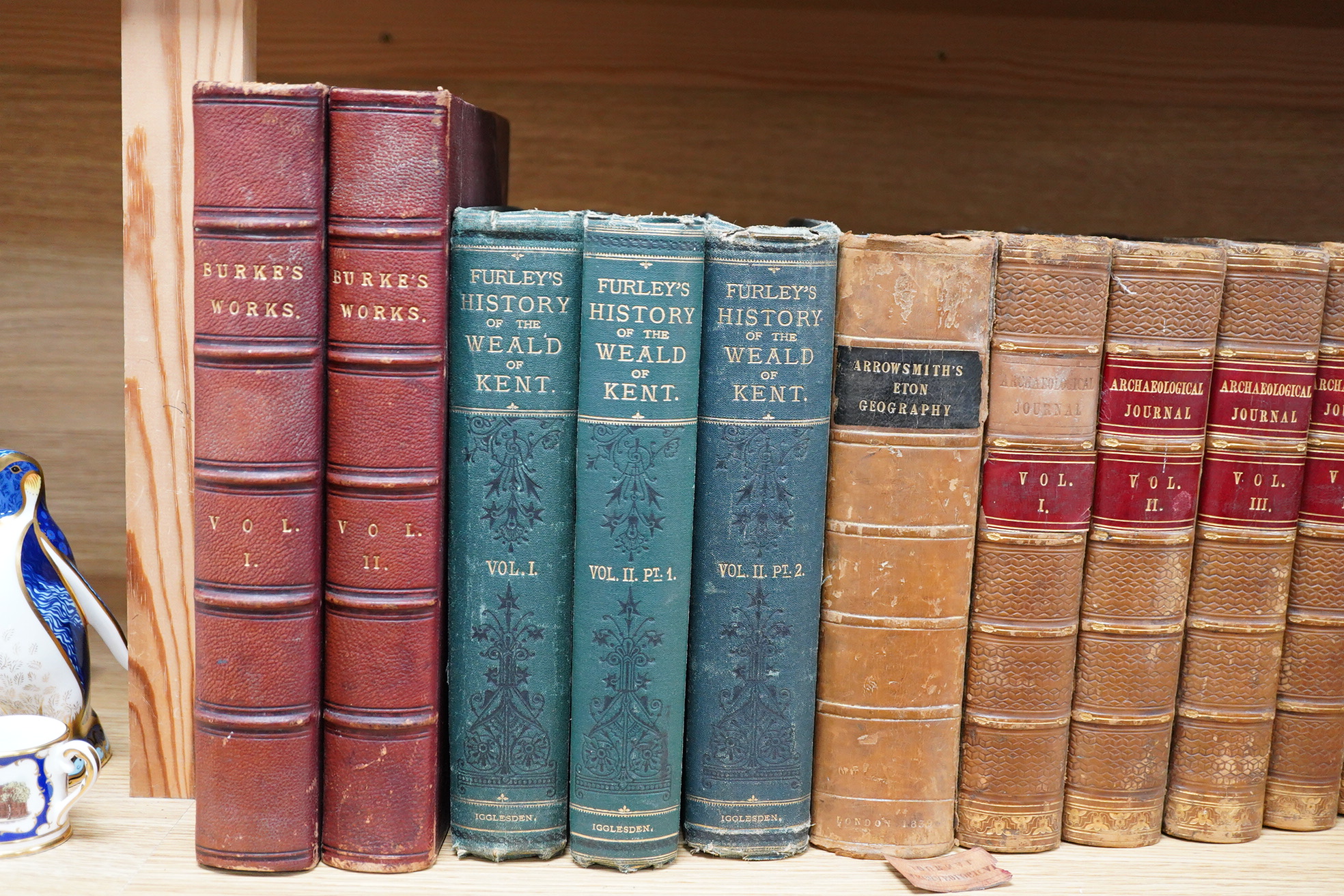 Historical Works: Furley’s History of the Weald of Kent 3 Vols, Evelyns Diary (4 Vols) Archaeological Journal (5Vols ex libris) Burkes Works (2Vols) After Pretoria + With the Flag to Pretoria (4vols) Arrowsmiths Eton Geo